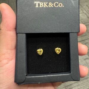 Gold Heart Stud Earrings